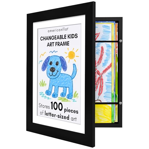 Kids Art Frame with Magnetic Door for 8.5x11 Artwork, Black