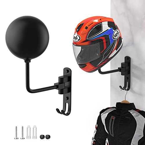 180° Swivel Aluminum Wall Mount Helmet Holder for Motorcycle and Sports Gear