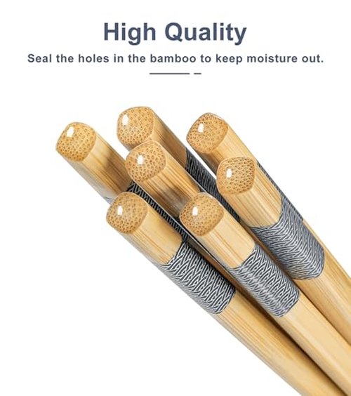 LOROTOCO 50 Pairs Bamboo Chopsticks Disposable | Separated | Reusable | Dishwasher Safe- （9.45in）