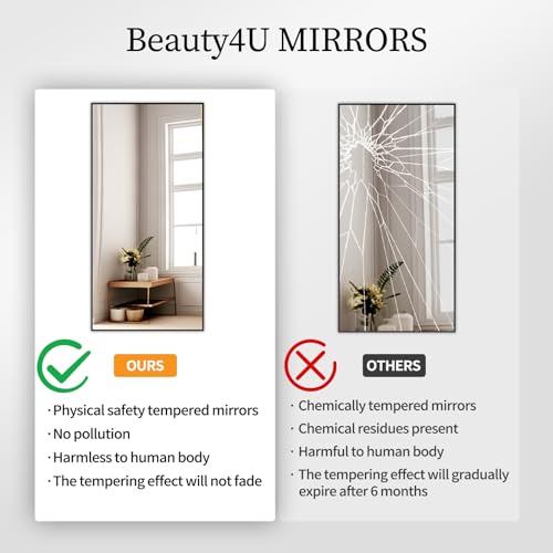 71" x 32" Full Length Floor Mirror with Metal Frame, Standing or Wall-Mounted