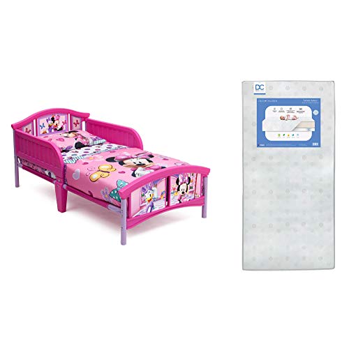 Plastic Toddler Bed and Dual-Sided Waterproof Mattress Bundle