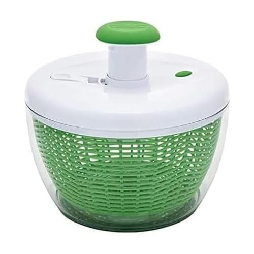Large Pump Salad Spinner with Bowl and Colander Basket, 6.6 Quart (Green)