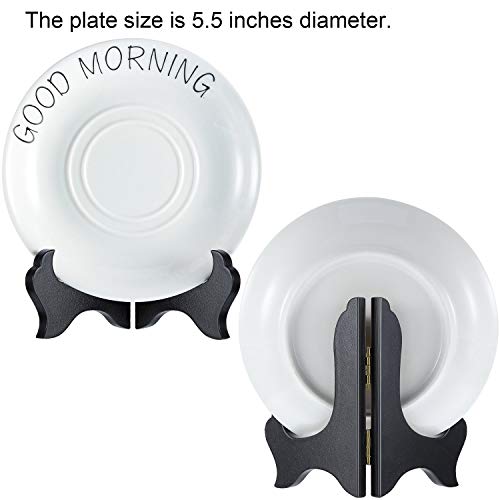 4-Pack Wooden Display Easels, 7-Inch Black Plate Stands for Decor