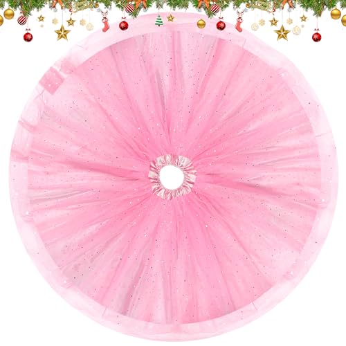 FIABC Christmas Wedding Tree Skirt,45 inch 4-Layer Fluffy Romantic