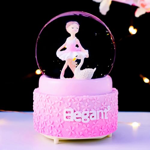 Musical Snow Globe with LED Lights, Ballet Girl & Swan Glass Water Ball