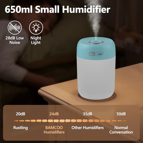 Portable Small Humidifier 650ml with LED Lights for Plants and Desk