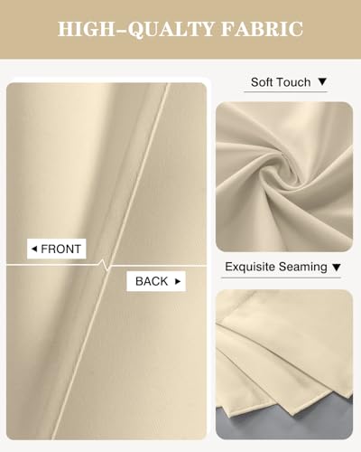 Blackout Window Curtain Tiers - 27" W x 36" L, Beige, 2 Panels