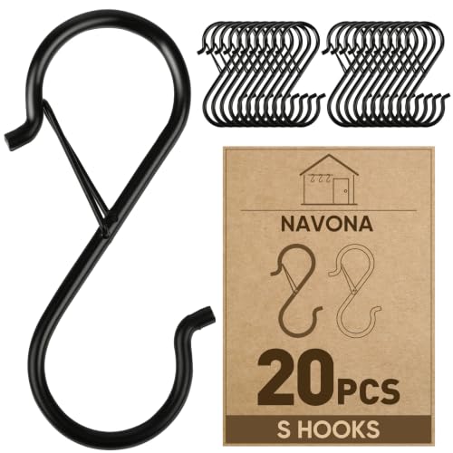 20-Pack 3.5-inch Heavy Duty S Hooks with Safety Buckle - Steel Locking Hooks