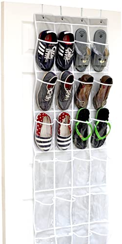Simple Houseware 24 Pocket Clear Over the Door Shoe Organizer Gray