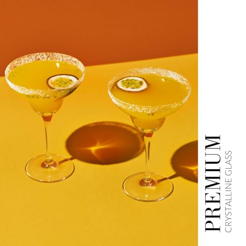 Margarita Glasses Set - 9.1 oz Lead-Free Crystal Cocktail Glassware (6)