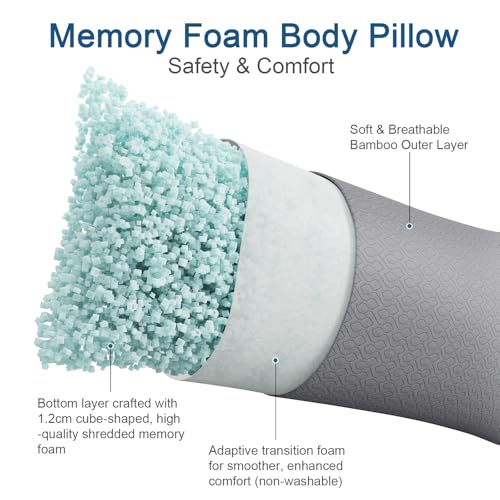 Extra Long Body Pillow with Cooling Cover - 160x50cm Memory Foam