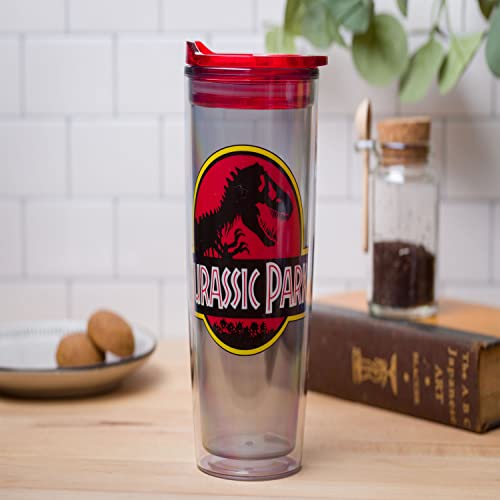 Silver Buffalo Jurassic Park 20oz Tumbler with Slide Lid - Officially Licensed