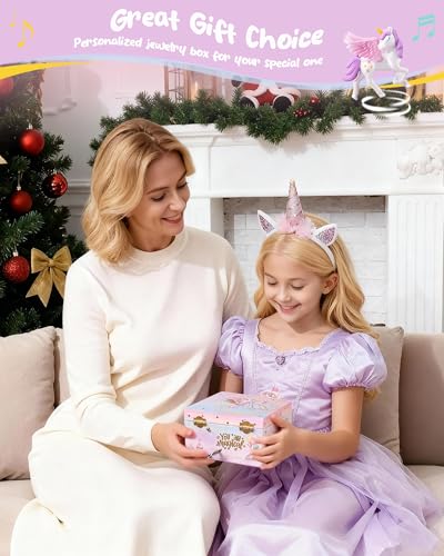 Unicorn Musical Jewelry Box for Girls with Spinning Doll and Jewelry