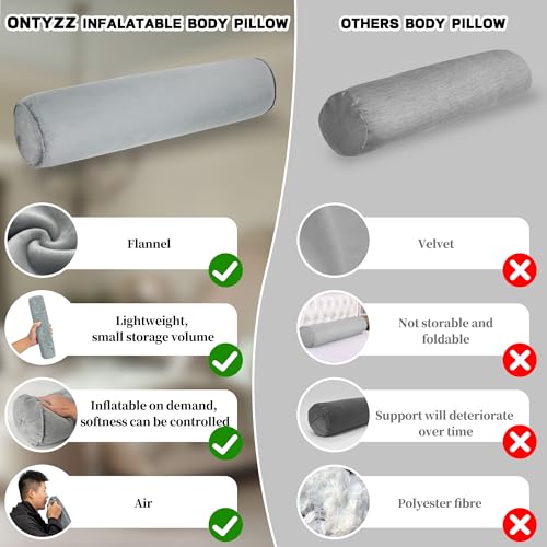 Inflatable Body Pillow for Neck and Back Support - Grey