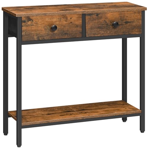 29.5-Inch Narrow Console Table with 2 Fabric Drawers and Storage Shelves