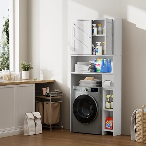 Freestanding Over-the-Toilet Storage Cabinet with Adjustable Shelves