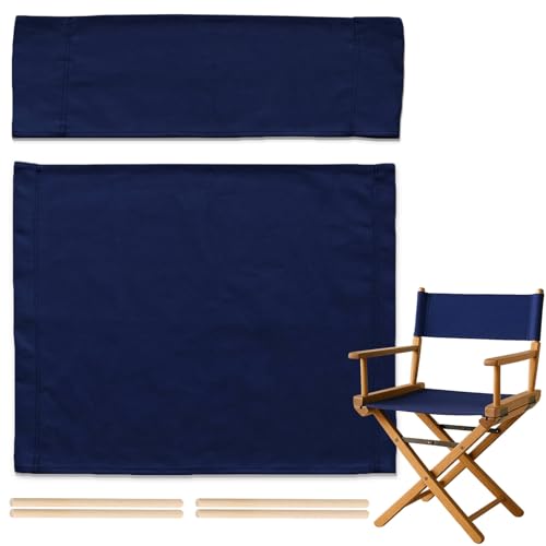 Director Chair Replacement Canvas Kit, Navy Blue Cotton Seat and Back Cover