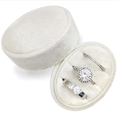 Velvet Oval 3-Slot Ring Box for Wedding Engagement and Proposals