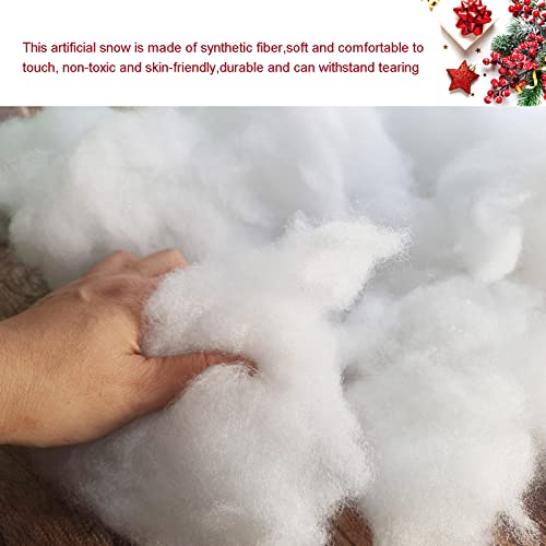 Artificial Snow Fluff Decor - Flame-Resistant Fake Cotton Snow (5.6 oz)