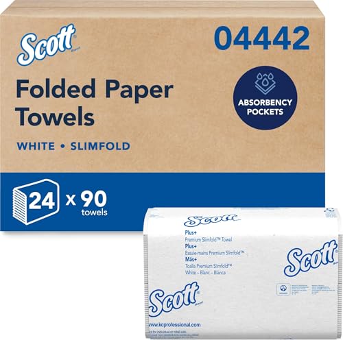Slimfold Paper Towels, Bulk Case of 24 Packs (2,160 Sheets) - White