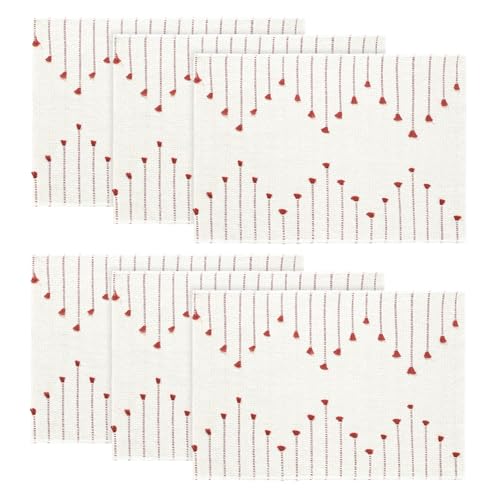 Artoid Mode Red Christmas Woven Cotton Placemats Set of 6 - 12x18 Inches