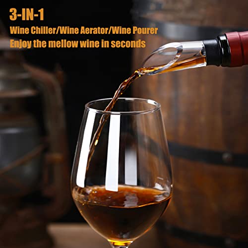 DERGUAM 3-in-1 Wine Chiller Stick with Aerator & Pourer - Fits All Standard Bottles