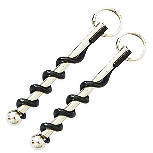 Set of 2 TSA-Approved Travel Waiters Corkscrew Wine Openers - Portable Red Wine Bottle Openers with Keychain, Stainless Steel, Compact & Lightweight