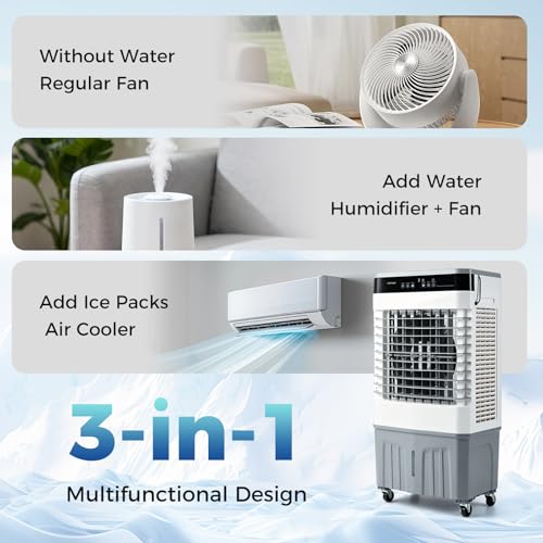3-in-1 Portable Evaporative Air Cooler 2100 CFM Swamp Cooler with Remote
