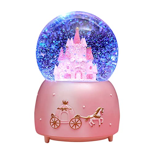 Musical Castle Snow Globe with Rotating Glitter and Color Changing LED Lights