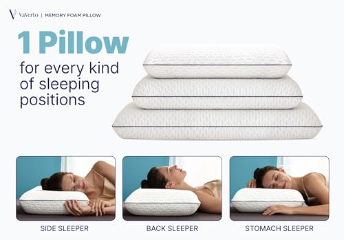 Vaverto Cooling Gel Memory Foam Pillow - Standard Firm Bed Pillow