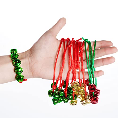 Christmas Jingle Bell Bracelets Set - Adjustable Metal Wrist Bands for Holiday Party