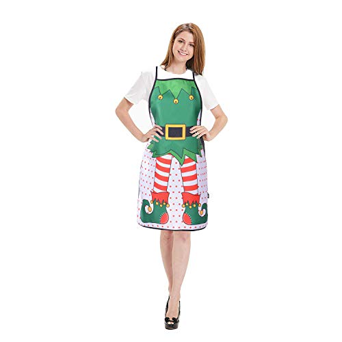 Lvydec 1 Pack Christmas Elf Apron - Fun Holiday Kitchen Chef Bib for Adults