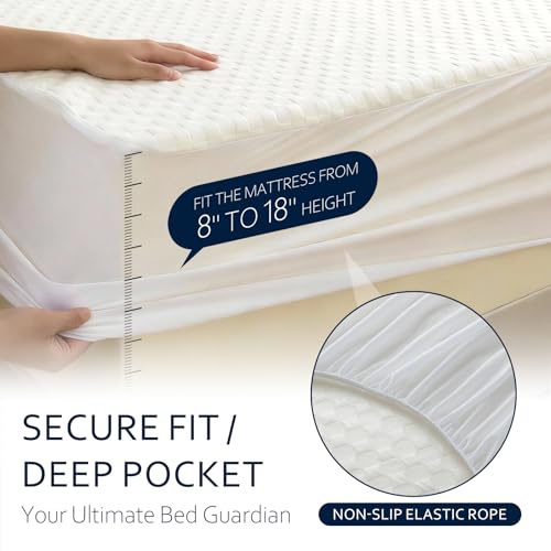 Organic Cotton Waterproof Mattress Protector King Size - 250GSM, Deep Pocket, Noiseless