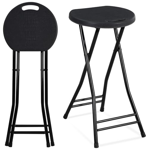 24-Inch Portable Folding Counter Stools, Heavy Duty Bar Stools with Handle