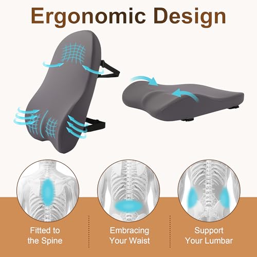 Extra Long Lumbar Support Pillow for Recliner Chair - Ergonomic Memory Foam Cushion