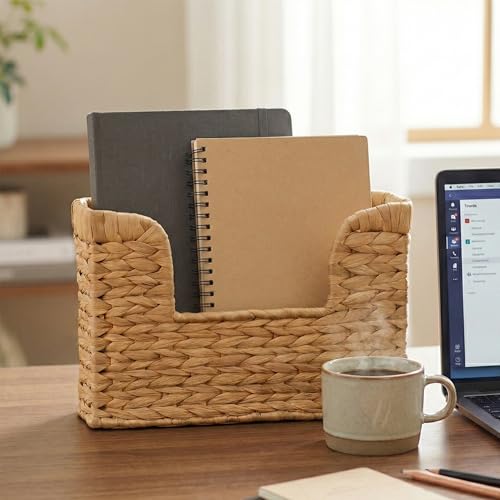 Woven Water Hyacinth Wall Hanging Basket – Rustic Magazine & Mail Organizer