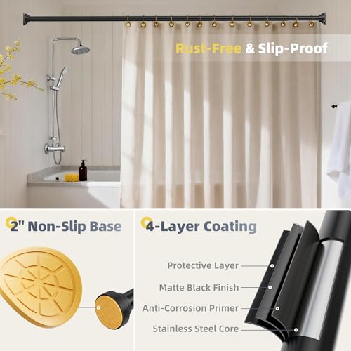Heavy Duty Adjustable Shower Curtain Rod 31-120 Inch, Rustproof Matte Black