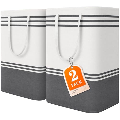 2 Pack Extra Large 75L Collapsible Laundry Baskets, Waterproof Hamper