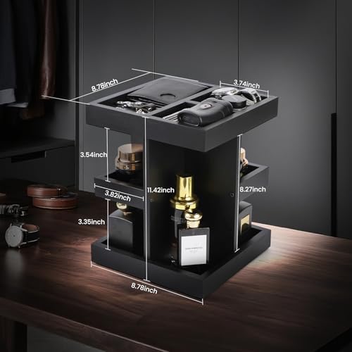 Black Cologne Organizer Stand for Men - Multi-Layer Perfume Storage & Display