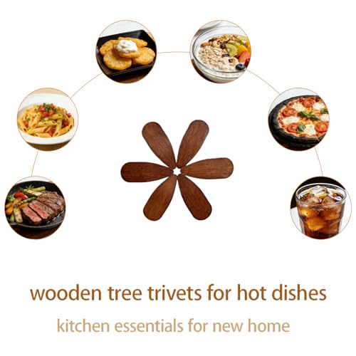 Rainbow-Colored 5Pcs Foldable Pine Wood Christmas Tree Trivet Set with Stand and Silicone Oven Mitts