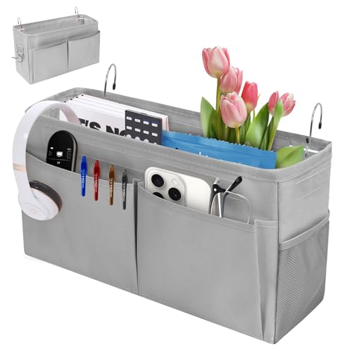 Bedside Caddy Organizer with Adjustable Hooks for Dorm, Crib and Bunk Bed