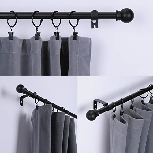 Matte Black Adjustable Curtain Rod 48 to 84 Inch - 5/8" Stainless Steel
