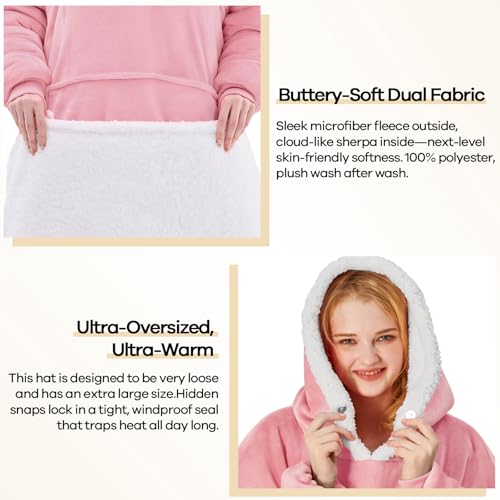 Yescool Oversized Pink Wearable Blanket Hoodie - Halloween Gift