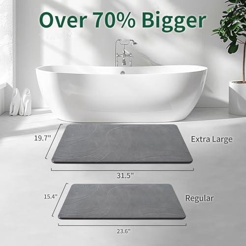 Extra Large Diatomaceous Earth Stone Bath Mat, Quick-Dry Non-Slip Mat