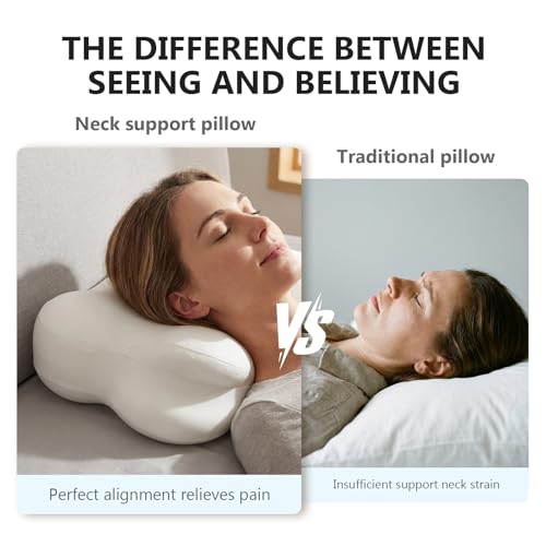Ergonomic Memory Foam Neck Support Pillow - Adjustable Height, Cooling Cover