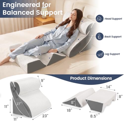 5PCS Adjustable Wedge Pillow Set for Post-Surgery Recovery & Comfort