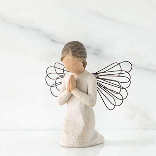 Sculpted Kneeling Angel Figurine - Hand-Painted Prayer & Baptism Gift