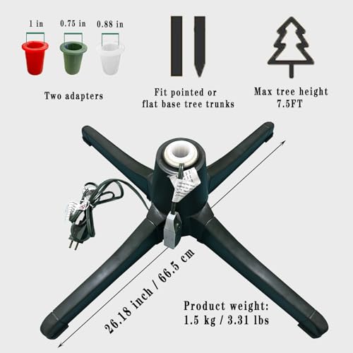 360-Degree Rotating Christmas Tree Stand with Outlets - 80 lb Capacity