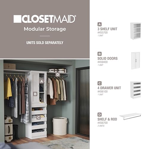 ClosetMaid Modular Closet Collection Shelf and Hang Rod Accessory Kit, 36-Inch Shelf and Adjustable Hang Rod Kit