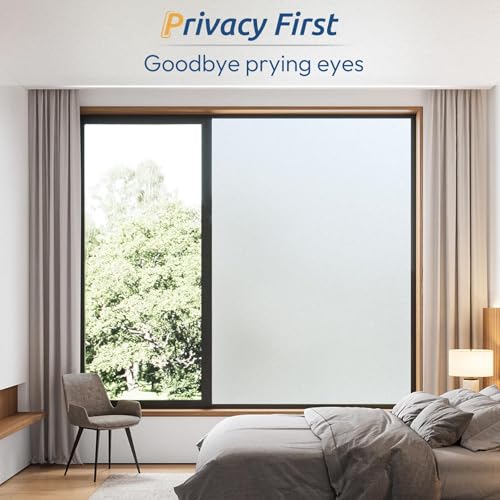 Frosted Glass Window Privacy Film - Static Cling UV Blocking Tint (17.5" x 78.7")